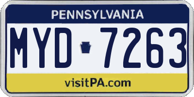 PA license plate MYD7263