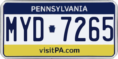 PA license plate MYD7265