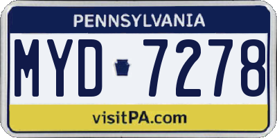 PA license plate MYD7278