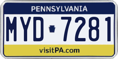 PA license plate MYD7281
