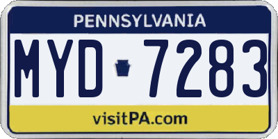PA license plate MYD7283
