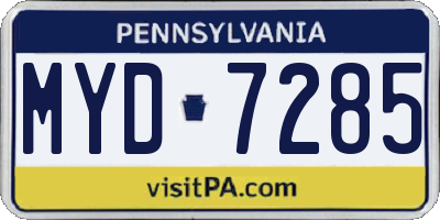 PA license plate MYD7285