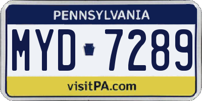 PA license plate MYD7289