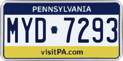 PA license plate MYD7293