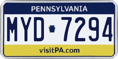 PA license plate MYD7294
