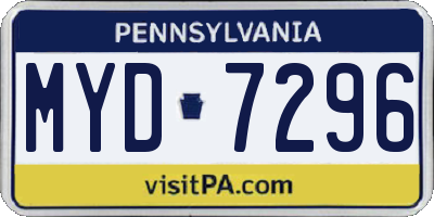 PA license plate MYD7296