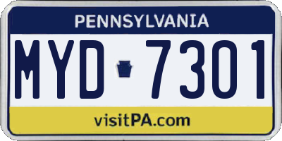 PA license plate MYD7301