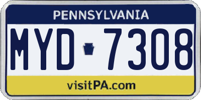 PA license plate MYD7308