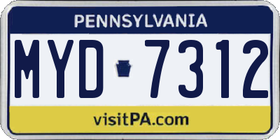 PA license plate MYD7312