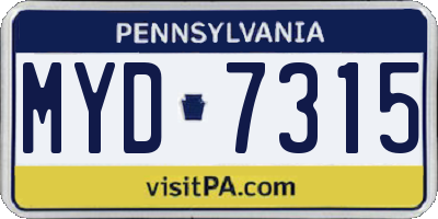 PA license plate MYD7315