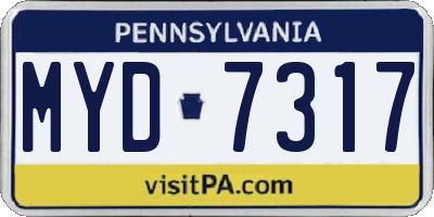 PA license plate MYD7317