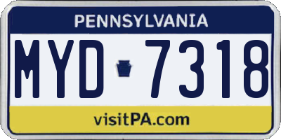 PA license plate MYD7318