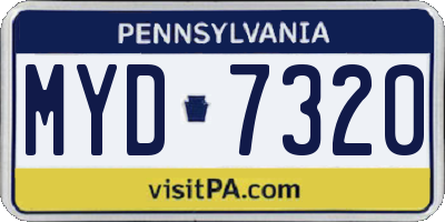 PA license plate MYD7320