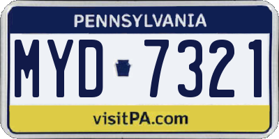 PA license plate MYD7321