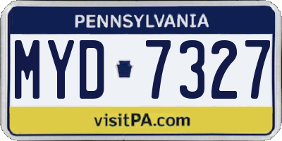 PA license plate MYD7327