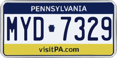 PA license plate MYD7329