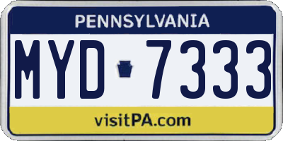 PA license plate MYD7333