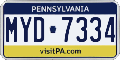 PA license plate MYD7334