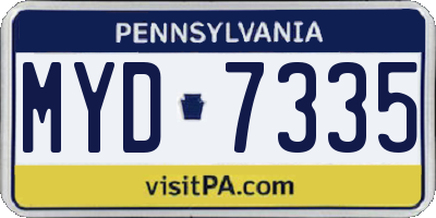 PA license plate MYD7335