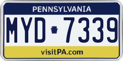 PA license plate MYD7339