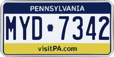 PA license plate MYD7342