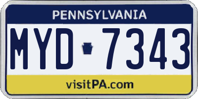 PA license plate MYD7343