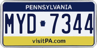 PA license plate MYD7344