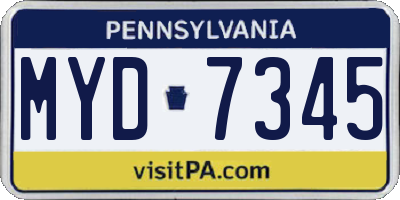PA license plate MYD7345