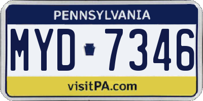 PA license plate MYD7346