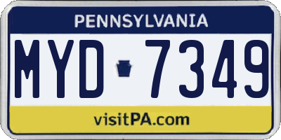 PA license plate MYD7349
