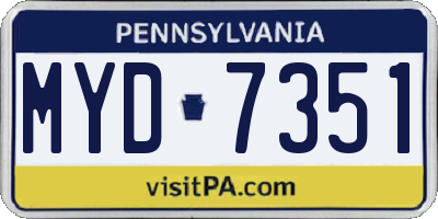 PA license plate MYD7351