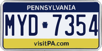 PA license plate MYD7354