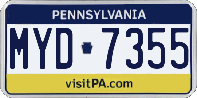 PA license plate MYD7355