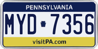PA license plate MYD7356