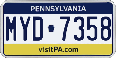 PA license plate MYD7358