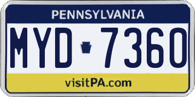 PA license plate MYD7360