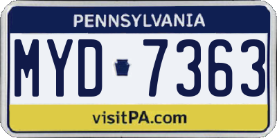 PA license plate MYD7363