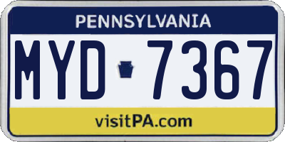 PA license plate MYD7367