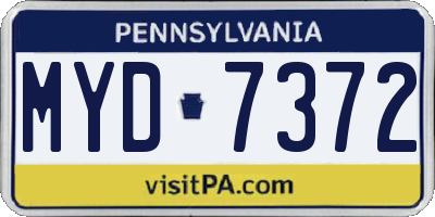 PA license plate MYD7372