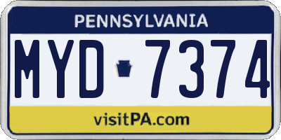 PA license plate MYD7374