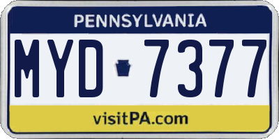 PA license plate MYD7377
