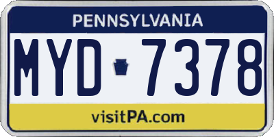 PA license plate MYD7378