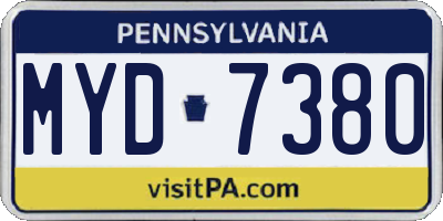 PA license plate MYD7380