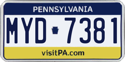PA license plate MYD7381
