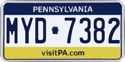 PA license plate MYD7382