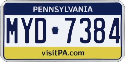 PA license plate MYD7384