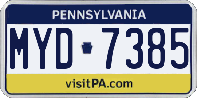 PA license plate MYD7385