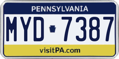 PA license plate MYD7387
