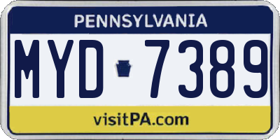 PA license plate MYD7389