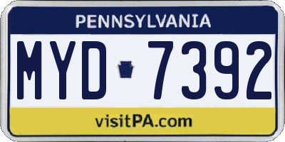 PA license plate MYD7392
